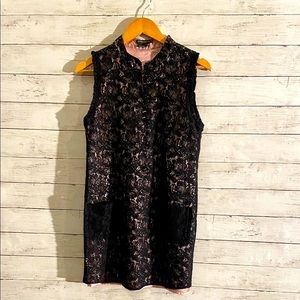 BCBG Black Lace Overlay Mini Dress